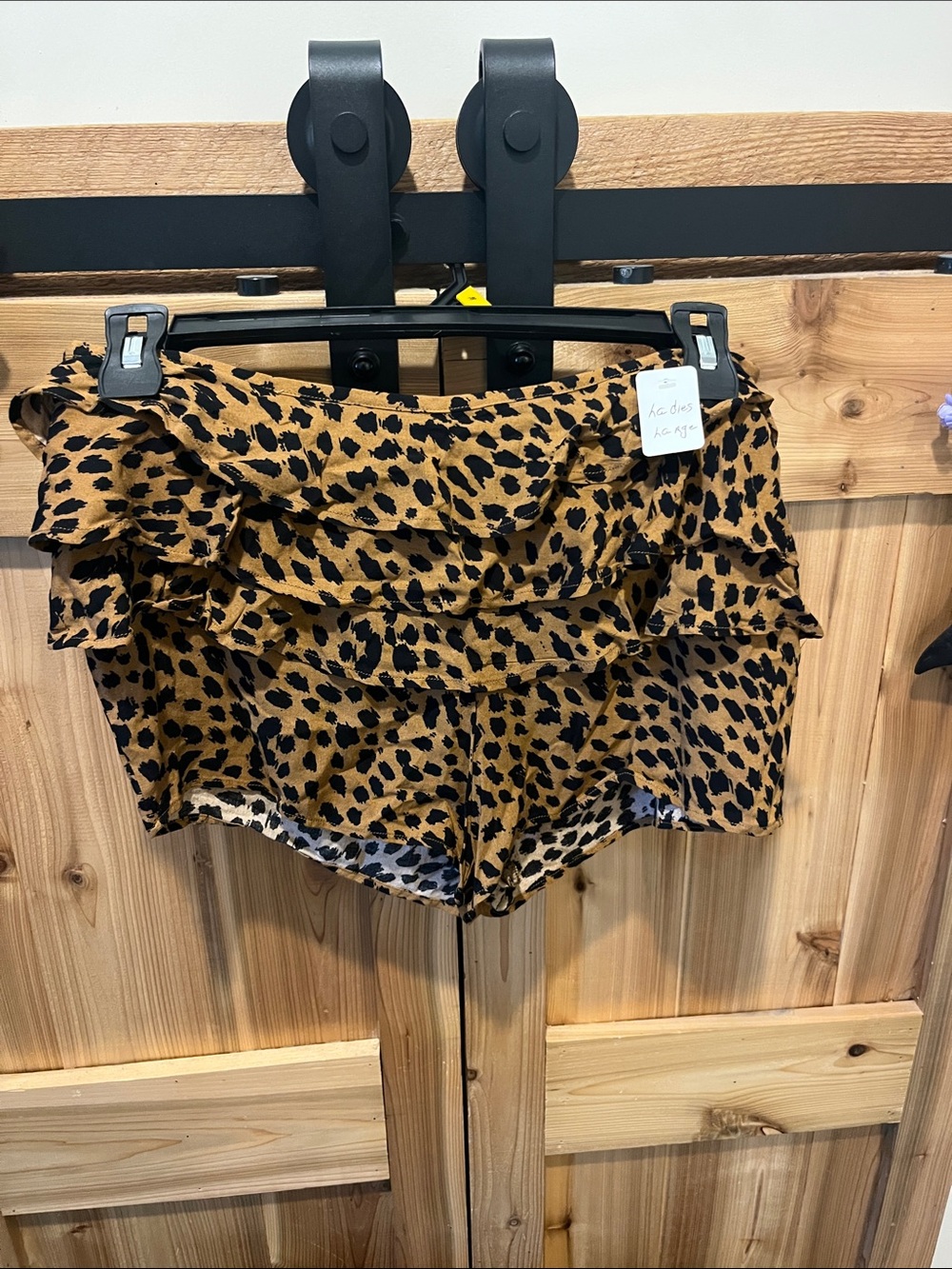 knot sisters Leopard Ruffle Shorts - Tan & Black
